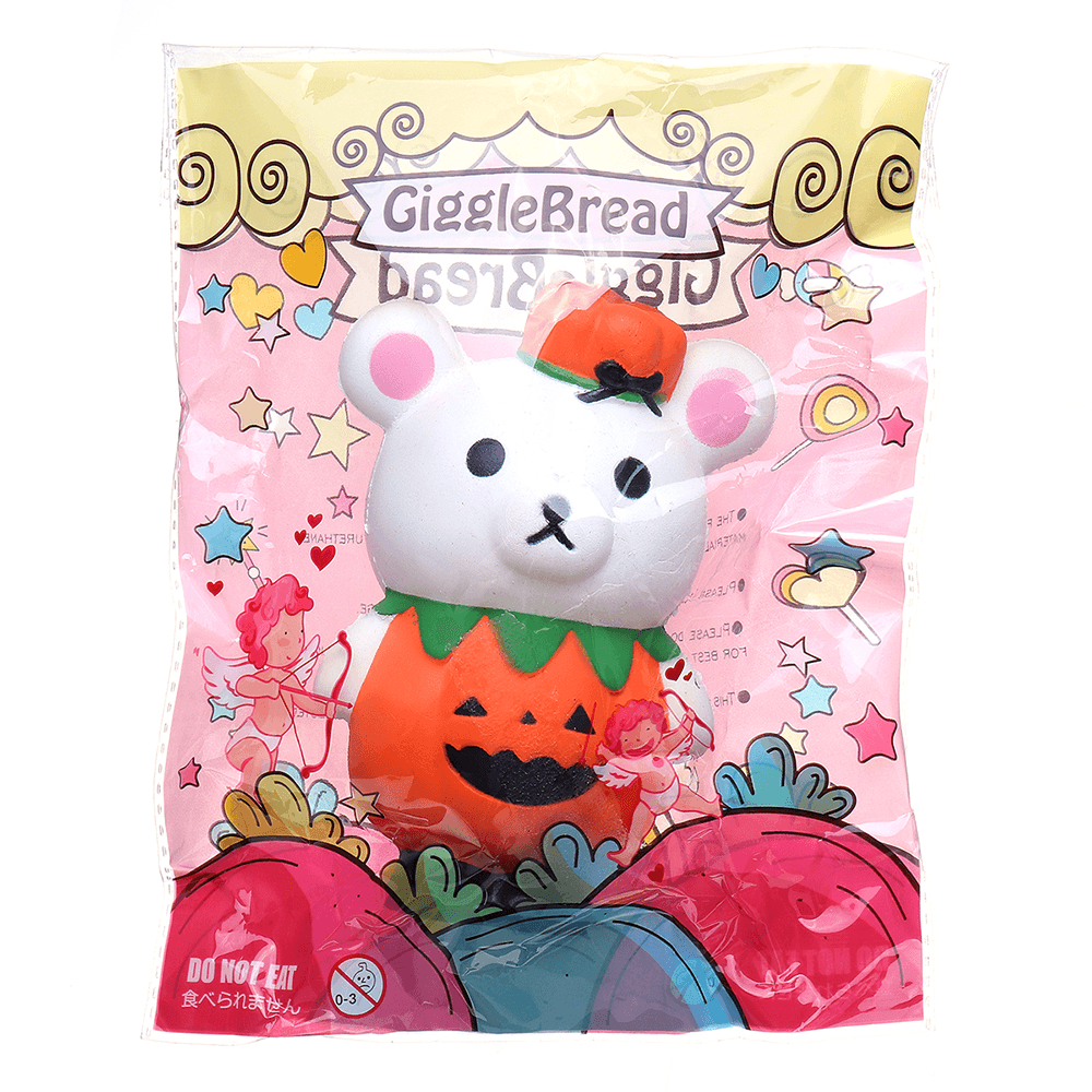Gigglebread Halloween Pumpkin Bear Squishy 13*9.5*6.5CM Licensed Slow Rising with Packaging - MRSLM