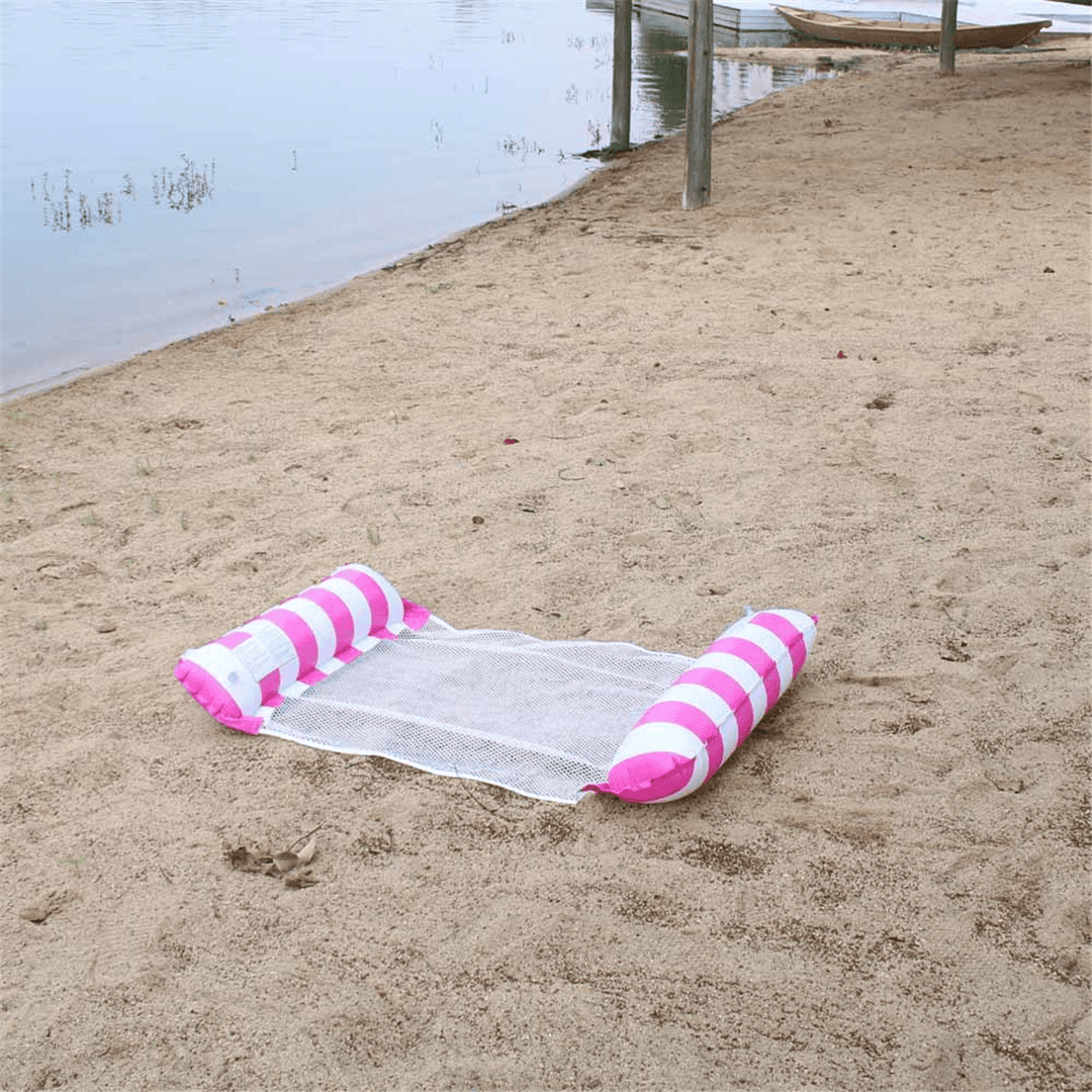 Clip Net Hammock Foldable Inflatable Backrest Floating Bed Row Water Play Lounge Chair - MRSLM