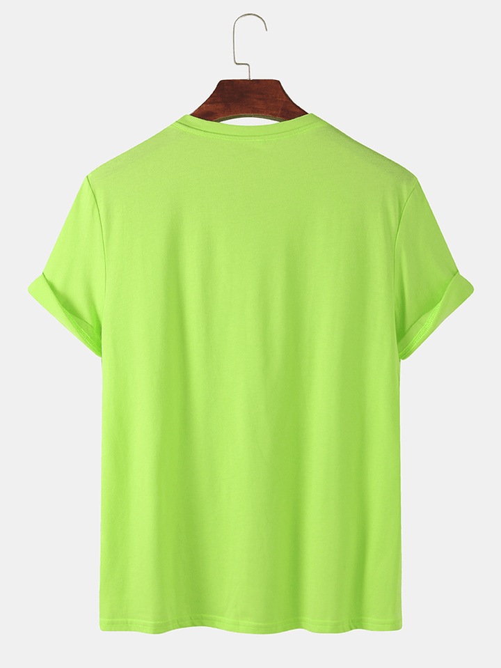 Mens Plain Solid Color Little Tag Breathable Short Seeve T-Shirts - MRSLM