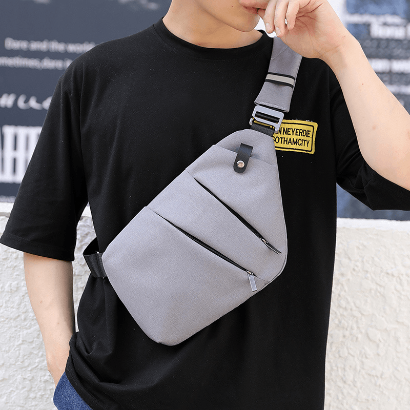 Men Luminous Oxford Multi-Pockets Large Capacity Anti-Theft Waterproof Crossbody Bag Chest Bag Sling Bag - MRSLM