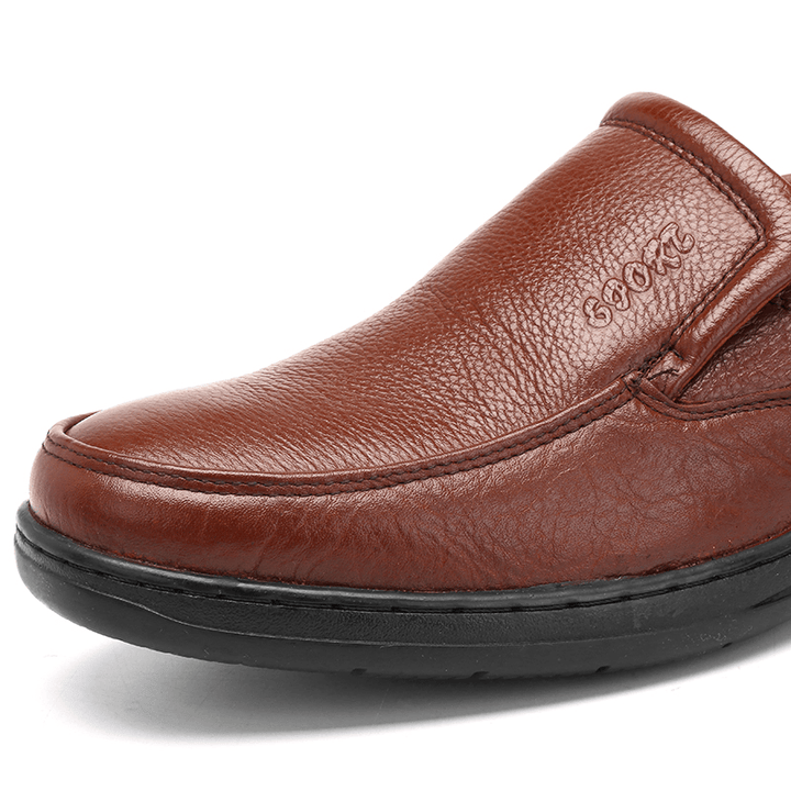 Men Genuine Leather Comfortable Slip on Oxfords - MRSLM
