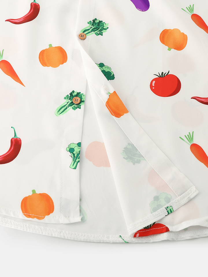 Mens Colorful Vegetables Print Casual Loose Thin Short Sleeve Shirts - MRSLM