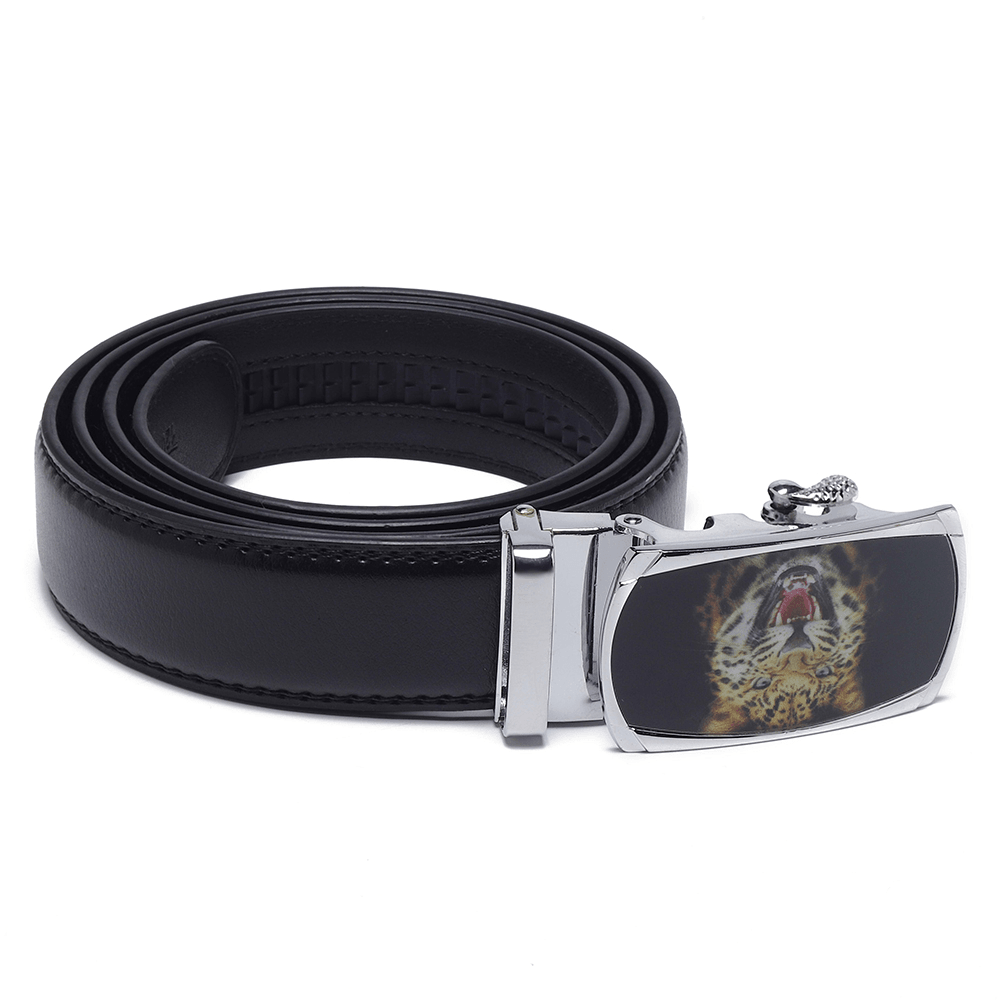 Mens Business Two-Layer Leather Alloy Automatic Buckle Belt - MRSLM