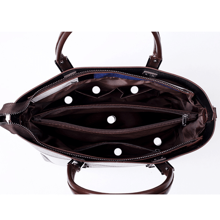 4PCS PU Leather Fashion Lattice Shoulder Bag Set for Female - MRSLM