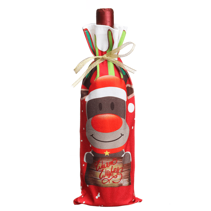 Santa Christmas Candy Bags Wine Stocking Bottle Carrier Gift Christmas Packing Bag Decoration - MRSLM