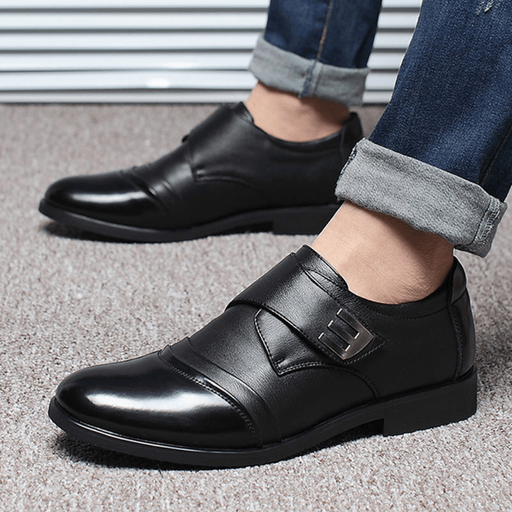 Men Hook Loop Genuine Leather Formal Business Shoes - MRSLM