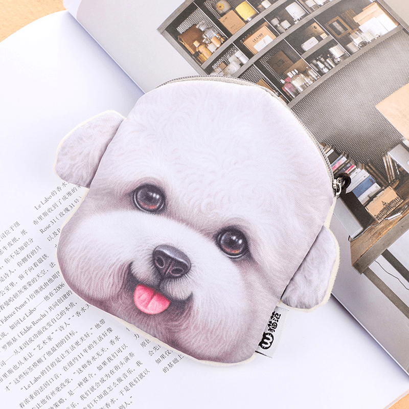 Cartoon Cute Dog Coin Bag Plush Card Holder Key Purse - MRSLM