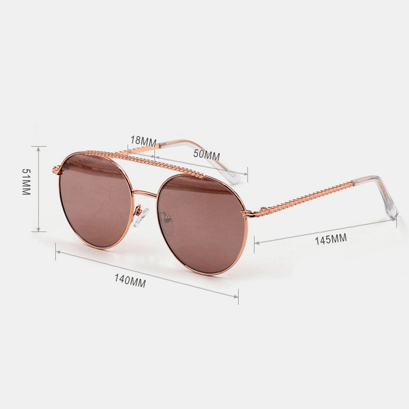 Unisex Positive Circle Metal Full Frame Fashion Casual UV Protection Sunglasses - MRSLM