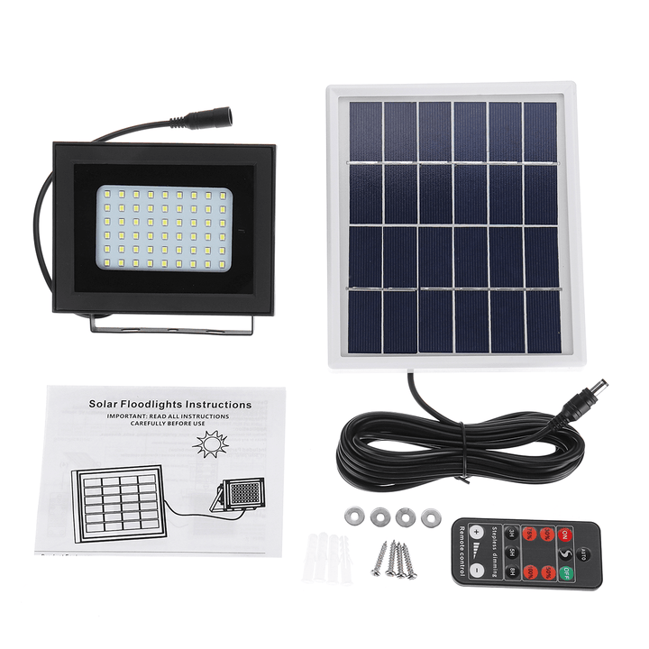 400LM 54 LED Solar Panel Flood Light Spotlight Project Lamp IP65 Waterproof Outdoor Camping Emergency Lantern with Remote Control - MRSLM