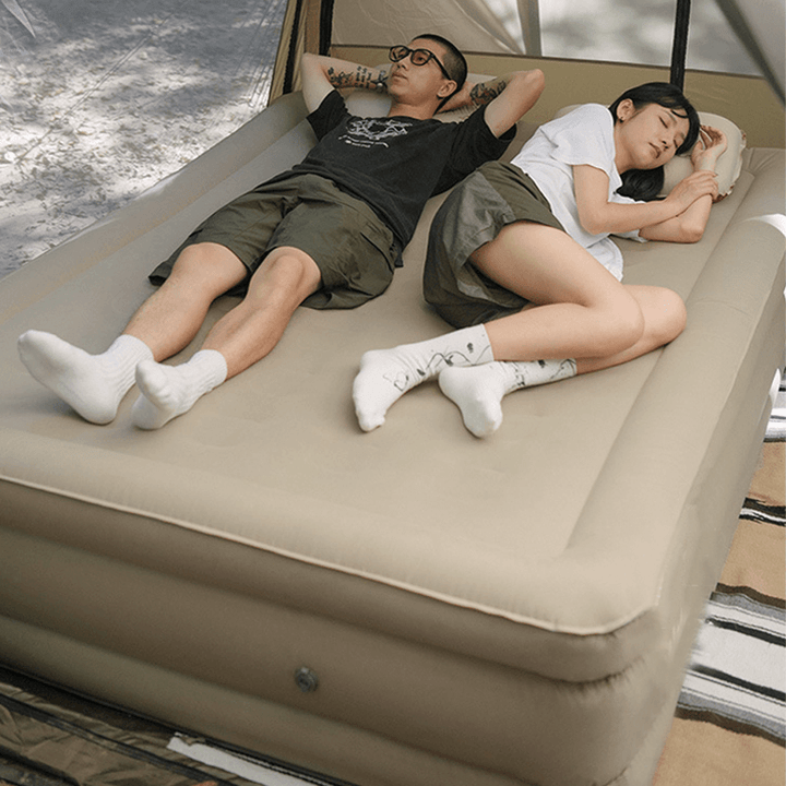 Naturehike Double Person Inflatable Bed Thickened Peach Skin Velvet Mattress Silent Portable Outdoor Camping Travel Inflatable Mattress Max Load 150Kg - MRSLM