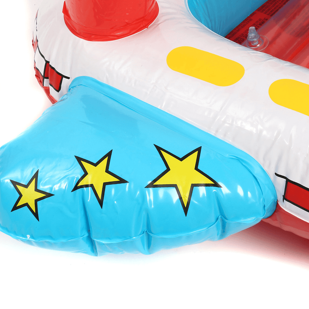 Inflatable Toddler Baby Swimming Ring Plane Float Kid Swimming Pool Seat with Canopy - MRSLM