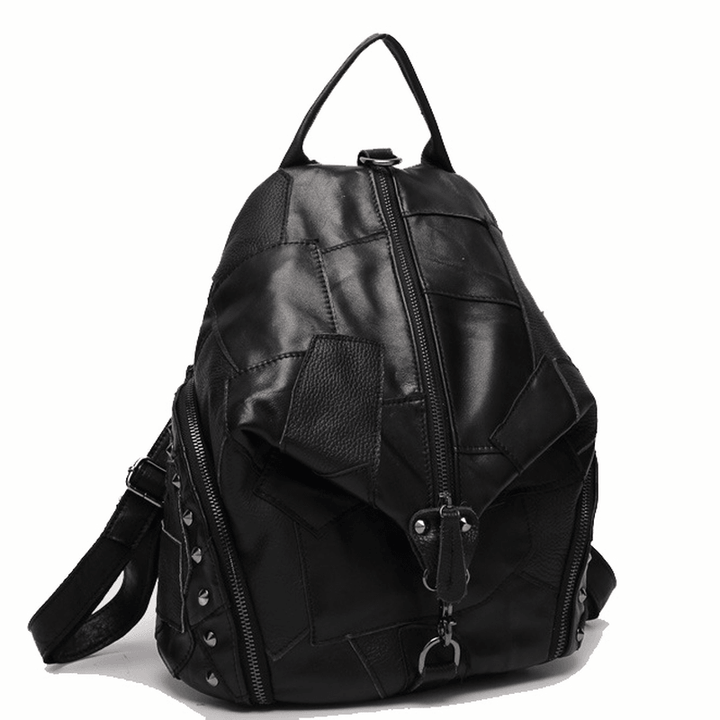 Women Casual Patchwork Genuine Leather Large Capacity Shoulder Bags Crossbody Bags - MRSLM