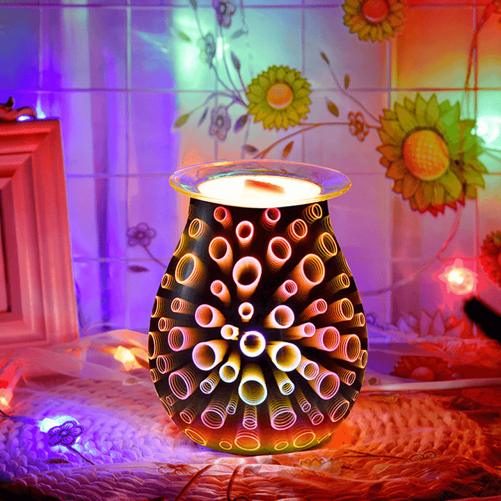 3D Glass Electric Aromatherapy Lamp Circle Pattern Home Aromatherapy Machine Creative Mosquito Repellent Lamp - MRSLM