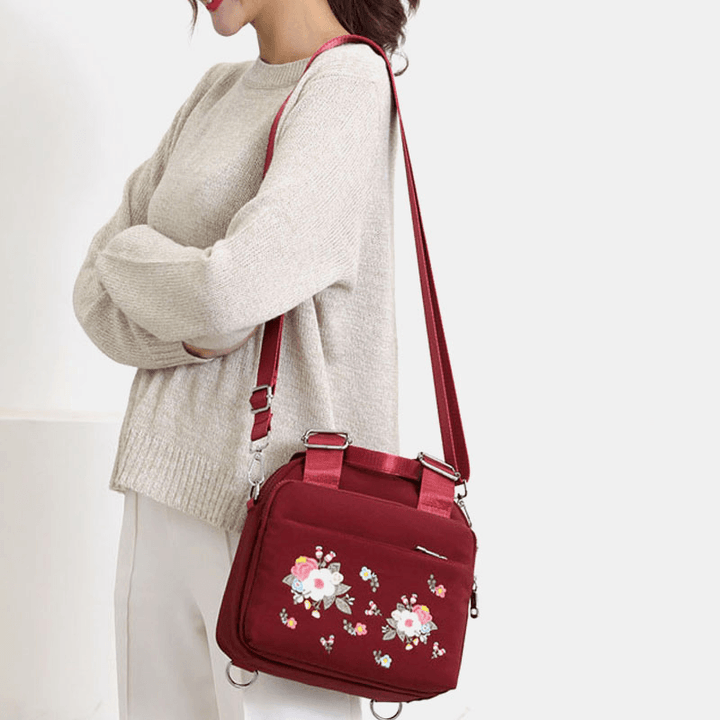 Women Light Weight Waterproof Flower Embroidered Crossbody Bag Shoulder Bag - MRSLM