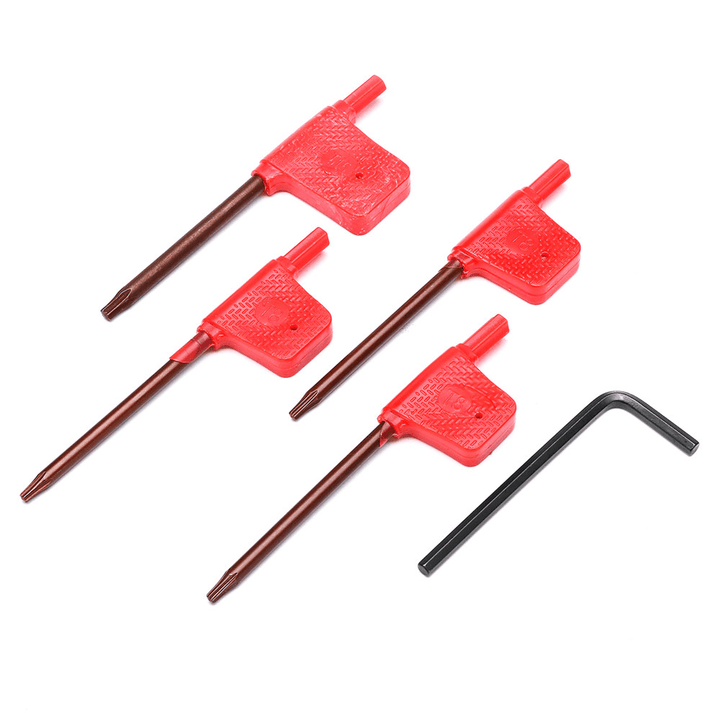 5Pcs 12Mm Shank Turning Tool Holder Set with Inserts Blade Wrench for Bench Lathe CNC - MRSLM