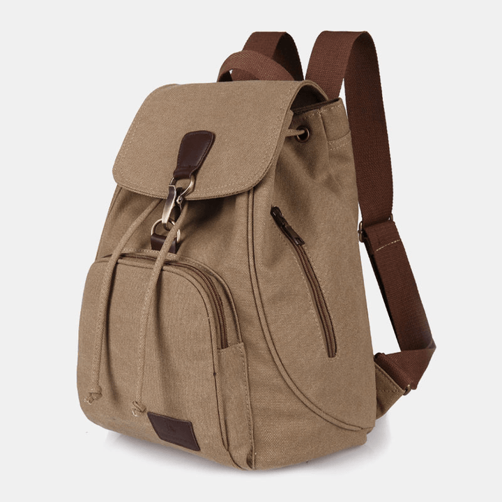 Unisex Canvas Drawstring Large Capacity Travel 15 Inch Multi-Carry Bag Backpack Shoulder Bag Handbag - MRSLM