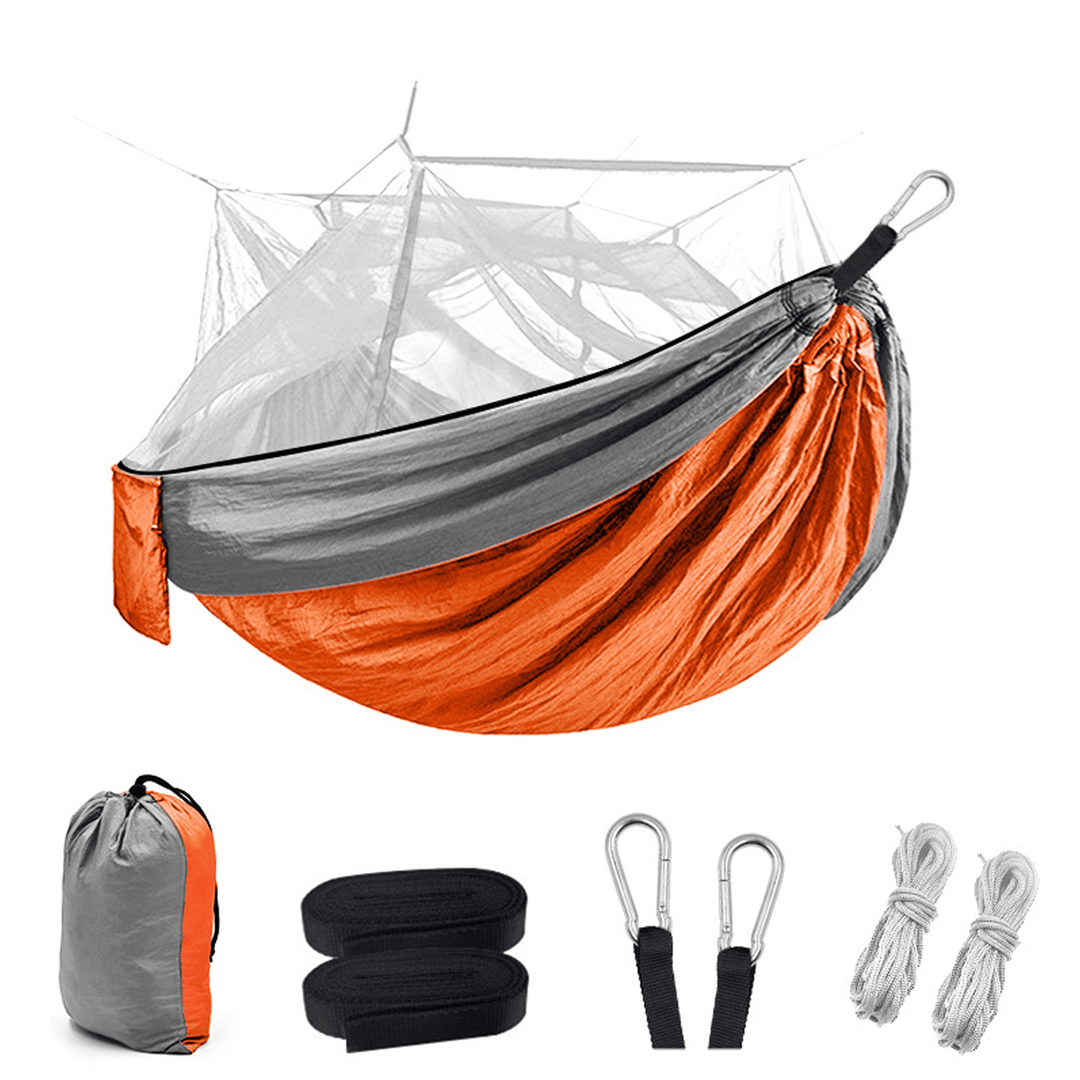 1-2 Person Camping Hammock with Mosquito Net Hanging Bed Sleeping Swing for Outdoor Hiking Travel Garden Patio - MRSLM