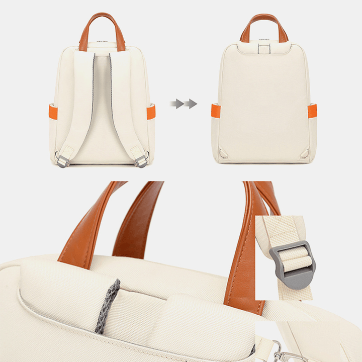 Women Oxford Multi-Pocket Hidden Shoulder Strap Design Backpack Waterproof Wear-Resistant 14 Inch Laptop Bag - MRSLM