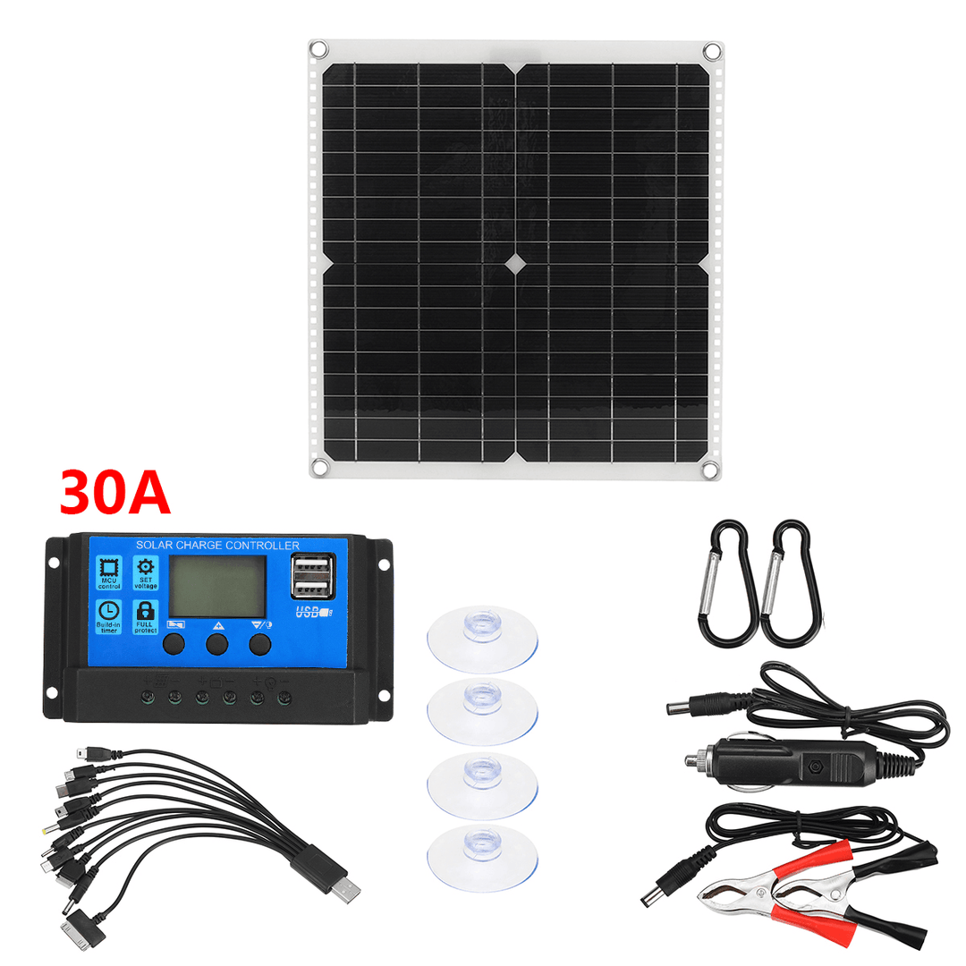 50W Foldable Solar Charging Panel 30-100A LCD Controller Solar Battery Charger Charging Kits - MRSLM