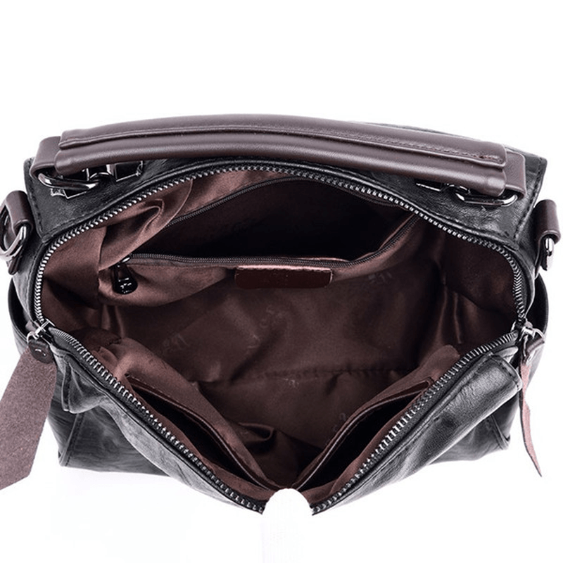 Women Soft Leather Crossbody Bag Stitching Leisure Handbag - MRSLM