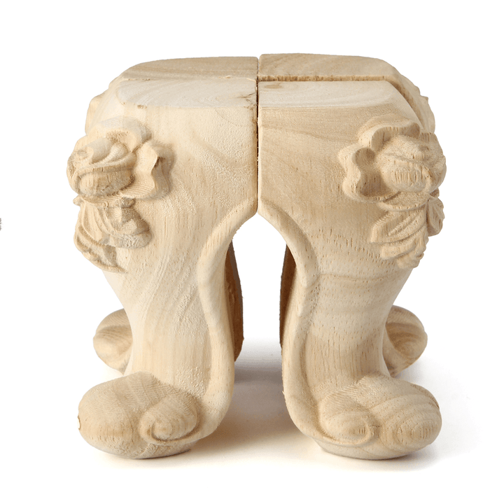 4Pcs 10/15Cm European Solid Wood Carving Furniture Foot Legs Unpainted Cabinet Sofa Seat Feets - MRSLM