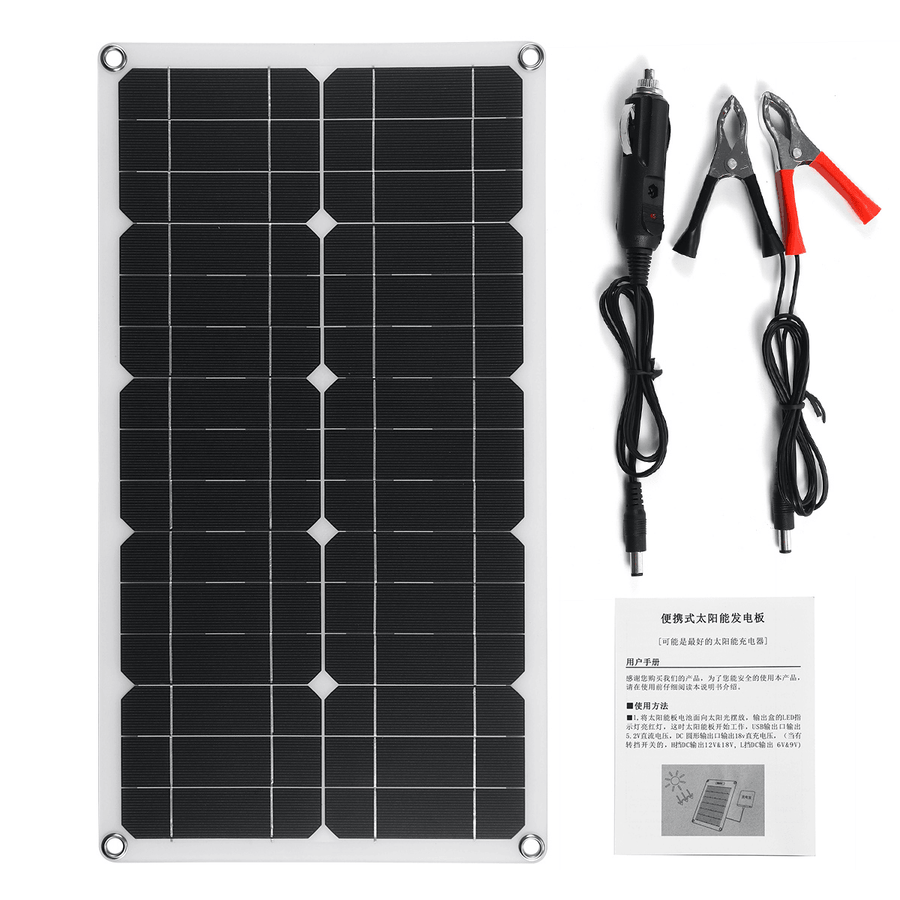 100W 18V High Efficieny Solar Panel USB DC Monocrystalline Solar Charger for Car RV Boat Battery Charger Waterproof - MRSLM