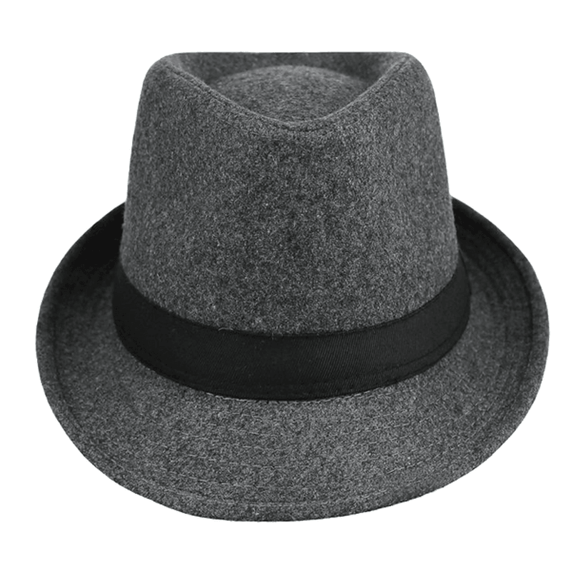 Unisex Jazz Cap Vintage Woolen Bucket Trilby Brim Fedora Panama Hat - MRSLM