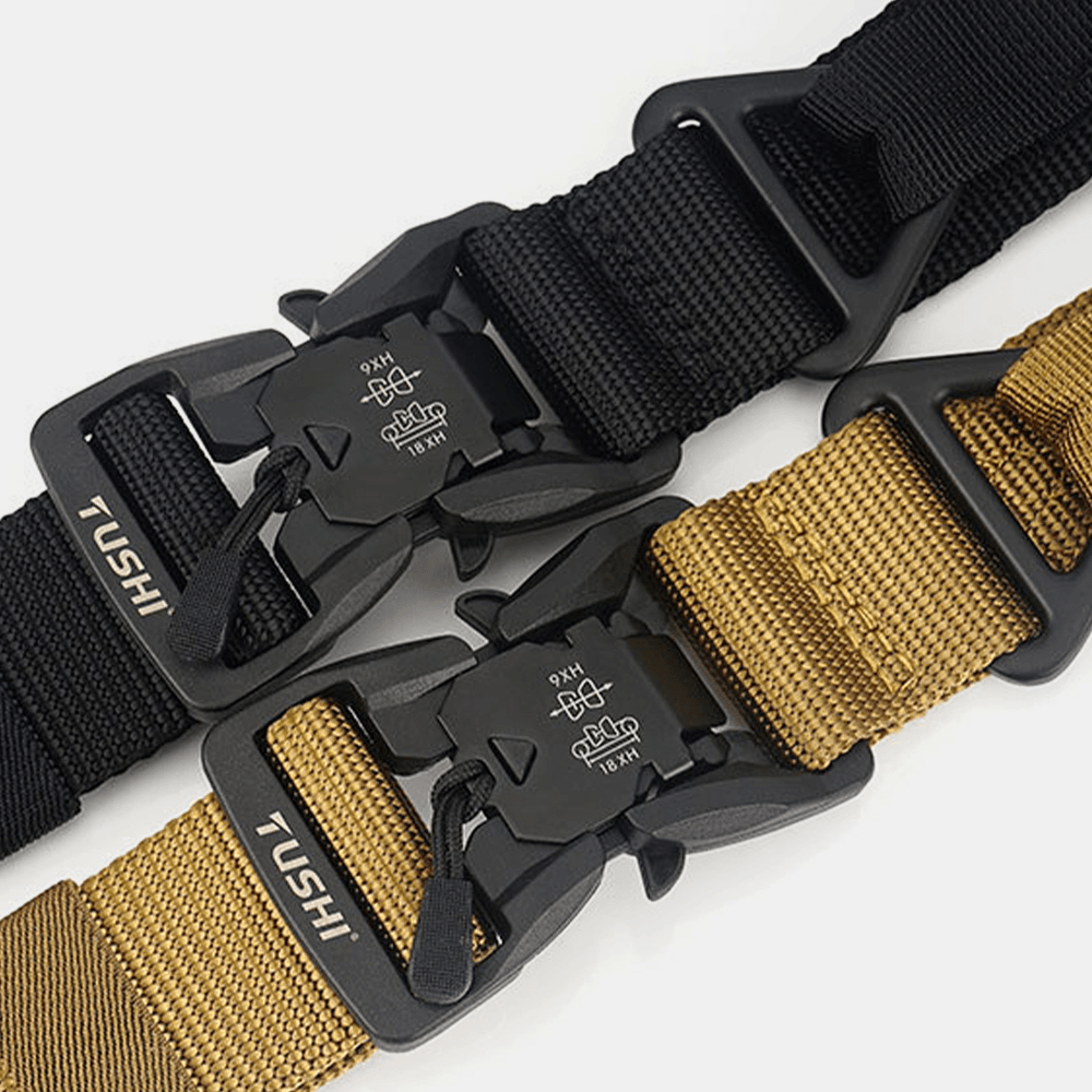 Men Nylon Braided 125Cm Magnet Quick Release Insert-Buckle Multifunctional Outdoor Training Tactical Belts - MRSLM