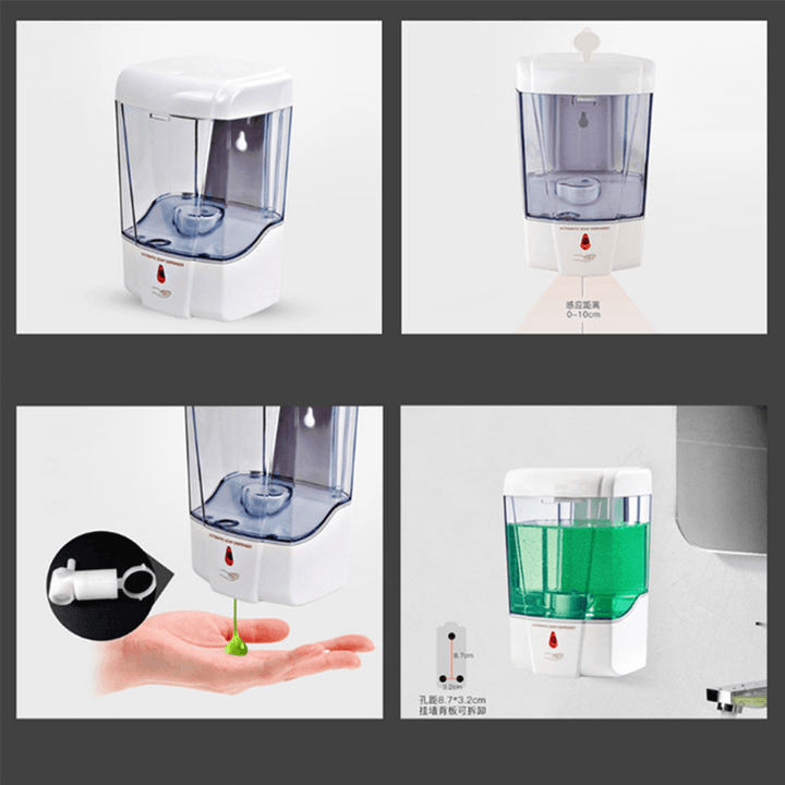 700ML Automatic Soap Dispenser Wall-Mounted Touchless IR Sensor Sanitizers Liquid Dispenser - MRSLM
