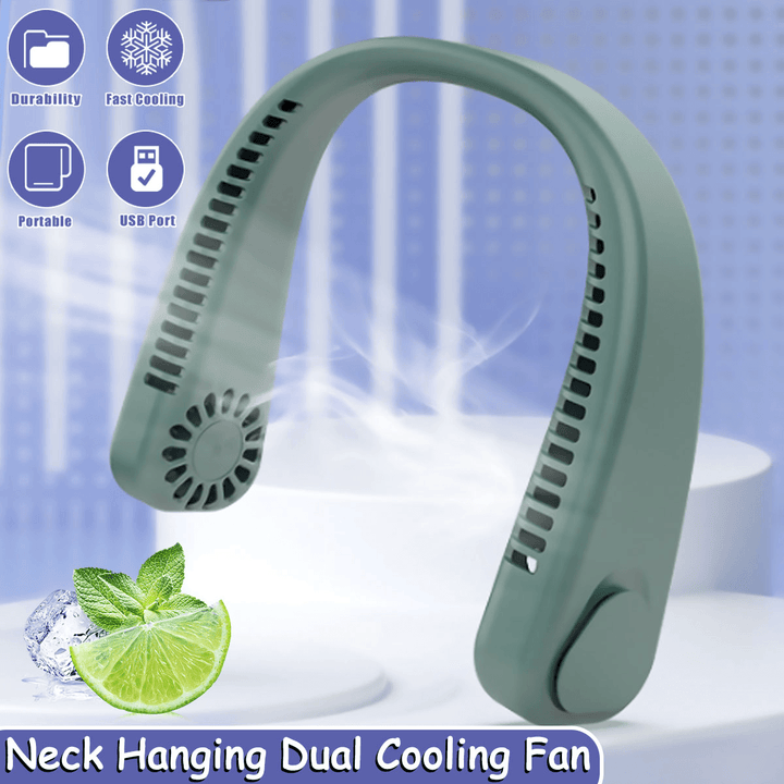 USB Portable Hanging Neck Fan Cooling Air Cooler Electric Air Conditioner Sports - MRSLM
