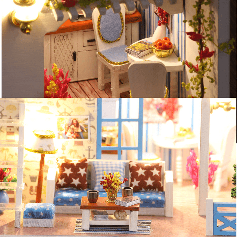 Iiecreate K-019 Helen the Other Shore DIY Dollhouse with Furniture Light Music Cover Gift House Toy - MRSLM