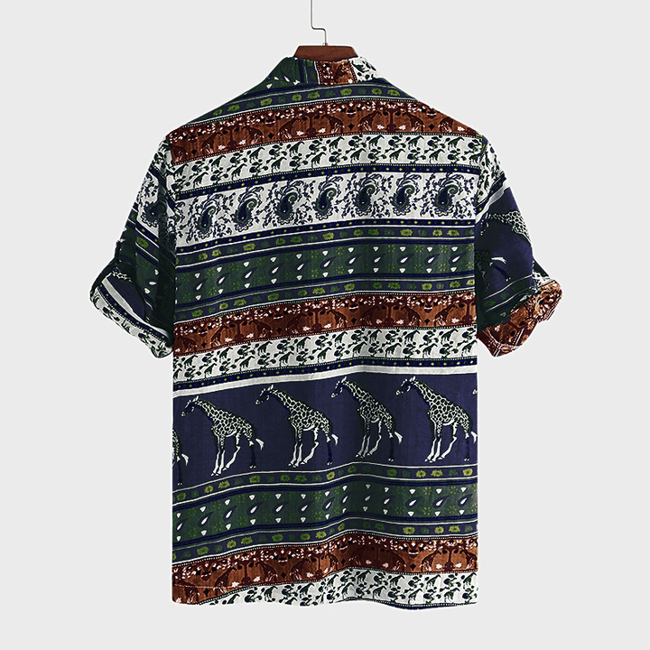 Men'S African Dashiki Floral T Shirts Short Sleeve Hawaiian Holiday Mexican Tops - MRSLM