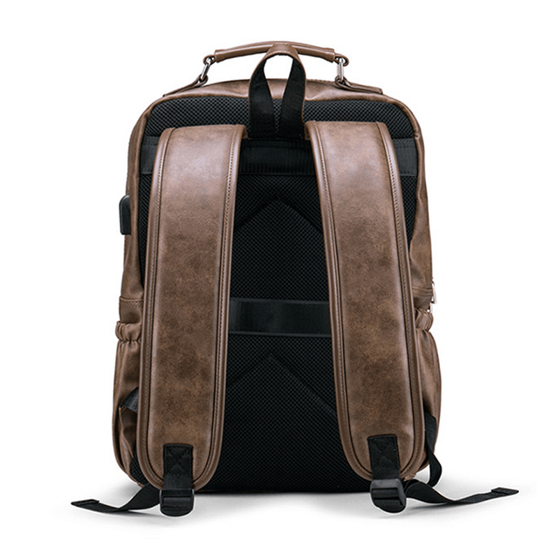 Faux Leather Large Capacity Laptop Bag Backpack for Men - MRSLM
