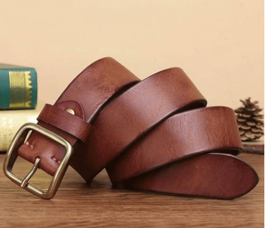 Men'S Belt Washed Jeans Belt Leather Fashion Pin Buckle - MRSLM