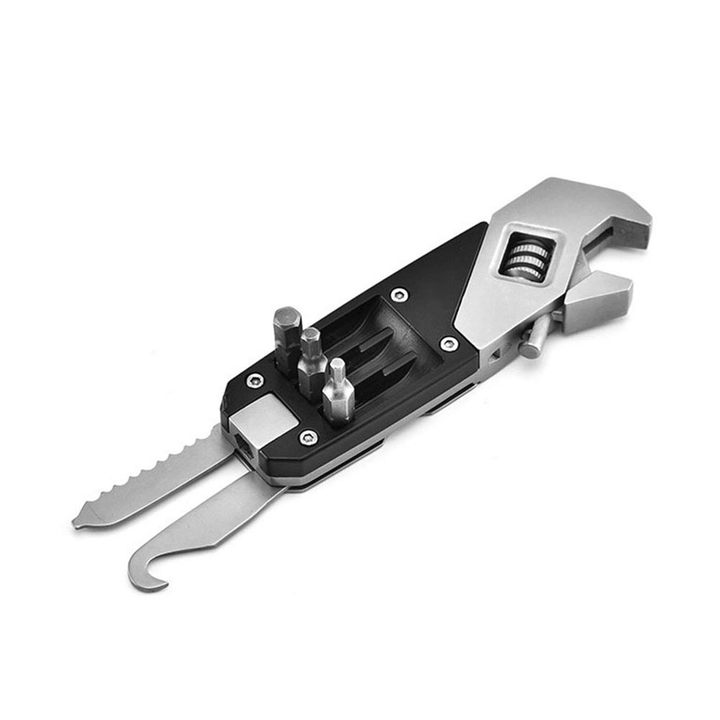 Stainless Steel Adjustable Wrench Folding Allen Wrench Multi-Function Wrench with Screwdriver - MRSLM