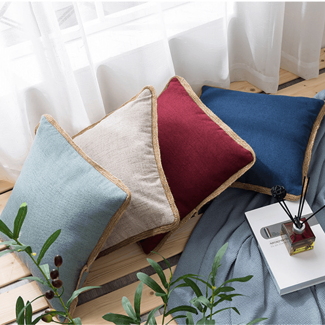 Linen Throw Pillow Case Cushion Cover Seat Sofa Case Home Bedroom Decoration 45X45Cm - MRSLM