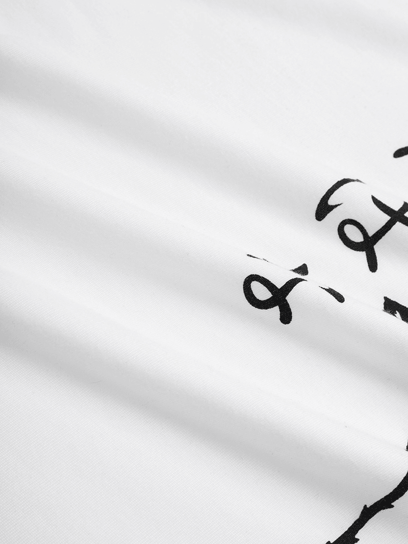 Men Japanese Characters & Rose Print Short Sleeve T-Shirts - MRSLM