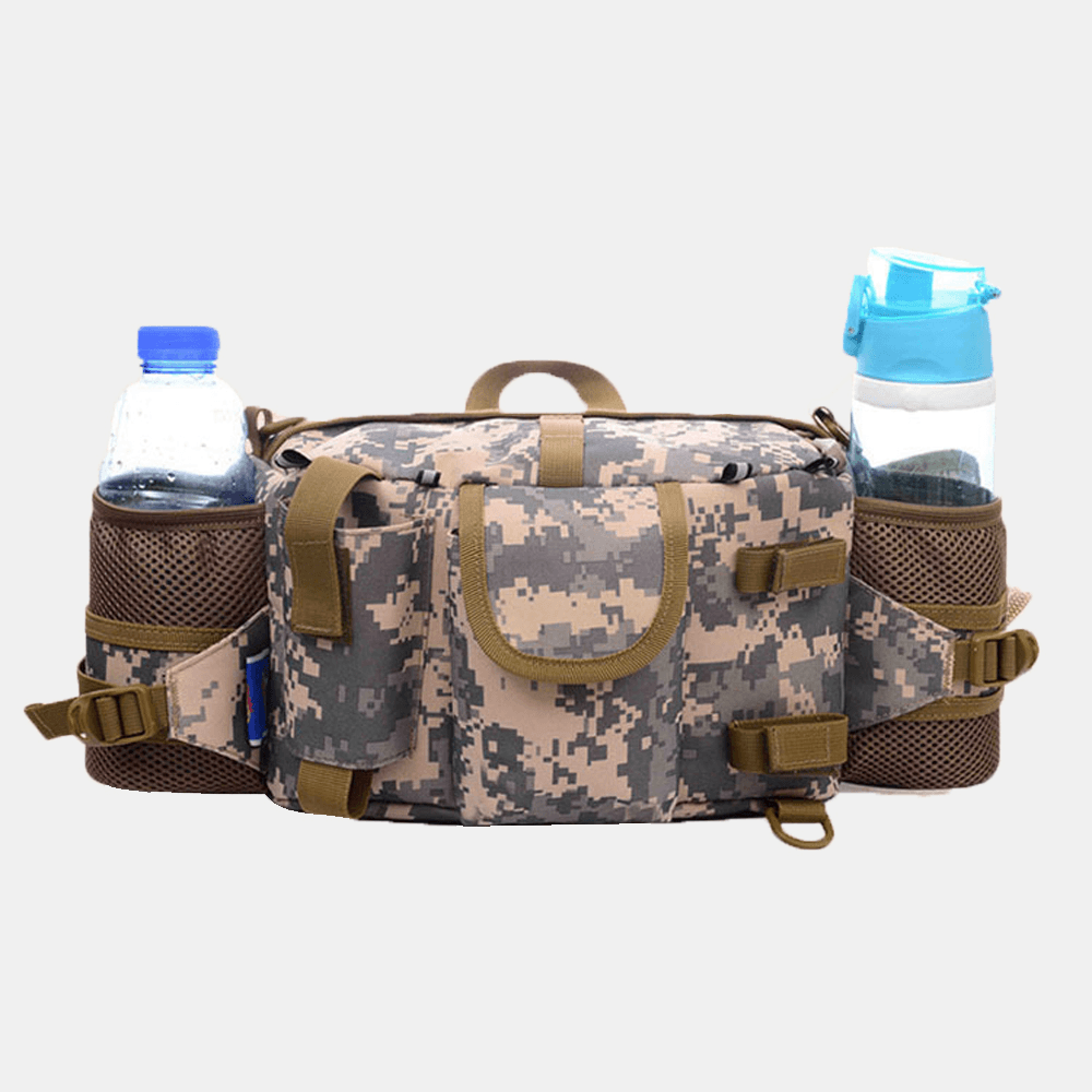 Men Nylon Camouflage Large Capacity Multifunctional Multi-Pocket Breathable Outdoor Fishing Bag Backpack Waist Bag - MRSLM