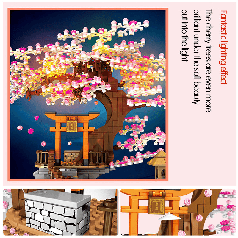 Japanese-Style Street View Lighting Rotating Flower Box Assembling Building Blocks - MRSLM