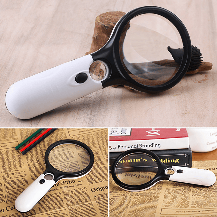 45X Handheld Magnifying Glass with 3 LED Light Magnifier Jewelry Loupe Lens - MRSLM