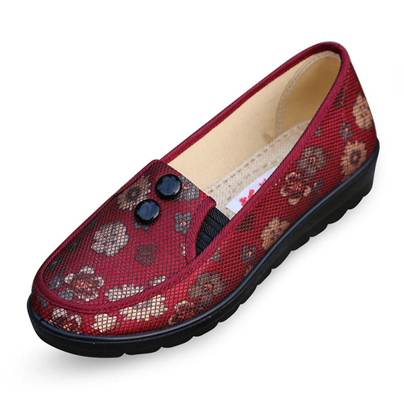 Floral Mesh Breathable Slip on Flat Shoes round Toe Soft Sole Flats - MRSLM