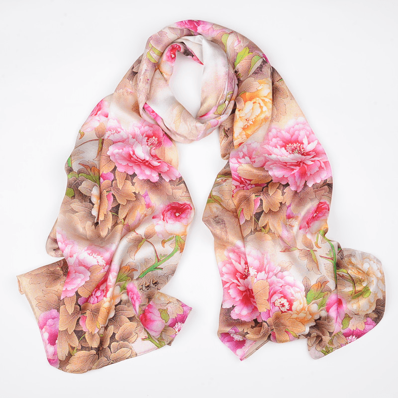 Spring and Autumn Mid-Length Hand-Curled Silk Long Scarf - MRSLM
