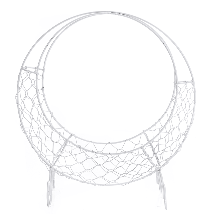 Flower Basket Stand Moon Shape Iron Wire Wreath Frame Metal Succulent Pot 28CM - MRSLM