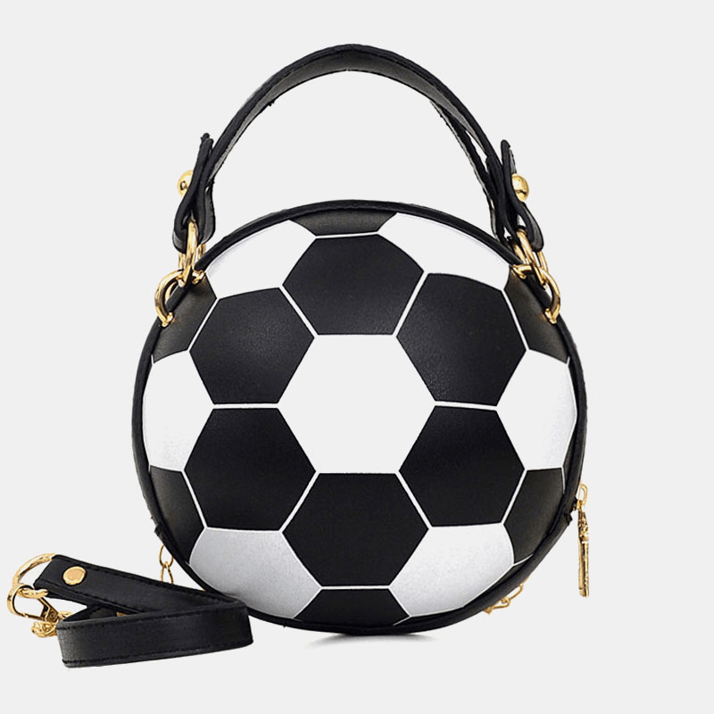 Women Unique Design Basketball Football Look Mini round Bag Hangbag Fashion Adjustable Shoulder Bag Cross Body Bag - MRSLM