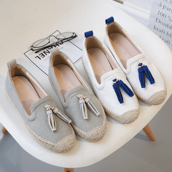 Tassel round Toe Slip on Flat Loafers for Women - MRSLM