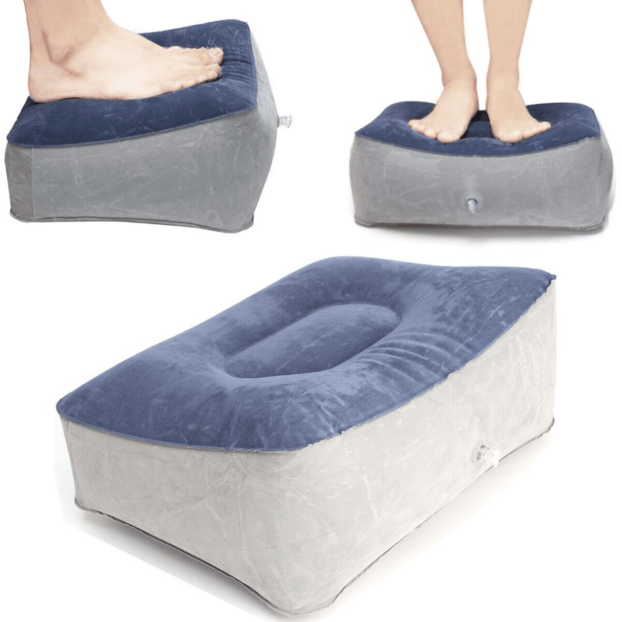 Inflatable Footrest Pillow Travel Home Help Reduce DVT Risk Trips Flight Relax Air Cushion - MRSLM