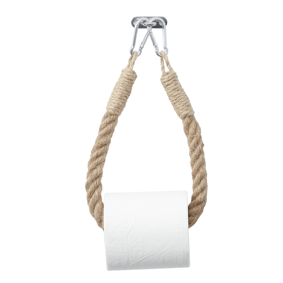 Roll Paper Holder Vintage Towel Hanging Jute Rope Wall Mount Toilet Paper Holder - MRSLM