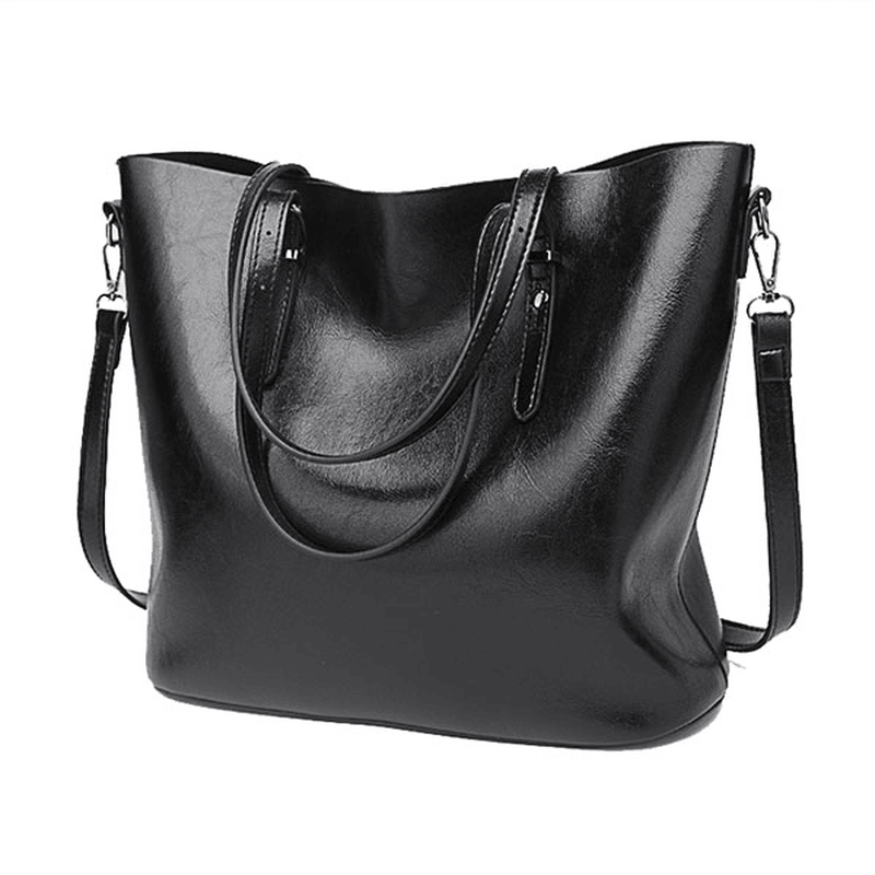 Women Oil Leather Tote Handbag Vintage Shoulder Bag - MRSLM