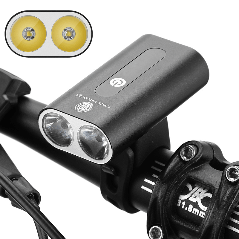 XANES® 600LM Double T6 LED Bicycle Lights Aluminum Alloy Two-Head Headlamp 360° Rotating USB Charging Bike Front Headlamp - MRSLM