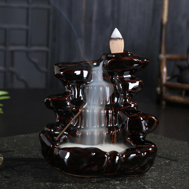 Incense Burner Smoke Backflow Ceramic Glaze Censer Cone Holder - MRSLM